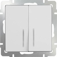 Выключатель двухклавишный проходной с подсветкой WL01-SW-2G-2W-LED Werkel белый
