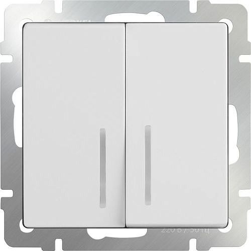 Выключатель двухклавишный проходной с подсветкой WL01-SW-2G-2W-LED Werkel белый