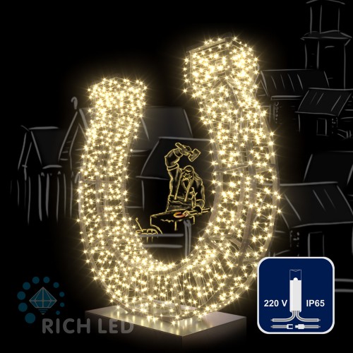 Светодиодная гирлянда Rich LED Нить 10 м, 220В, пост.свеч,IP65,теплый свет, черный провод.