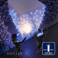 Светодиодная гирлянда Rich LED 10 м, 100 LED, 220 В, соединяемая, влагозащитный колпачок, синяя, мер