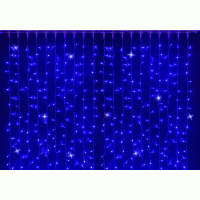 Светодиодный занавес Rich LED мерцающий, IP65, герметичный колпачок, белый провод, 2х6 м, синий