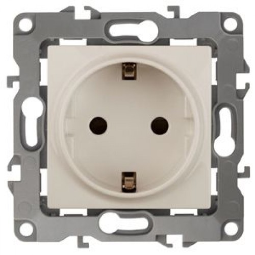ЭРА Розетка 2P+E Schuko, 16A-250В, IP20, без м.лапок, Эра12, слоновая кость