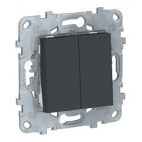 Выключатель 2-клавишный Schneider Electric ATLASDESIGN, скрытый монтаж, карбон