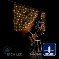 Светодиодный занавес (дождь) Rich LED 2*1 м облегченный, влагозащитный колпачок, тепл RL-CS2*1-CW/WW