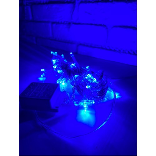 Гирлянда "Нить home" LED36, 7 м, 100 диодов, черный провод, синий