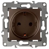 ЭРА Розетка 2P+E Schuko, 16A-250В, IP20, без м.лапок, Эра12, бронза