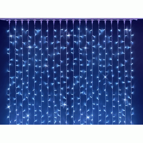 Светодиодный занавес (дождь) Rich LED 2*3 м, влагозащитный колпачок, мерцающий, белый, белый провод,