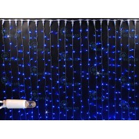Светодиодный занавес Rich LED мерцающий, IP65, герметичный колпачок, белый провод, 2х3 м, синий.