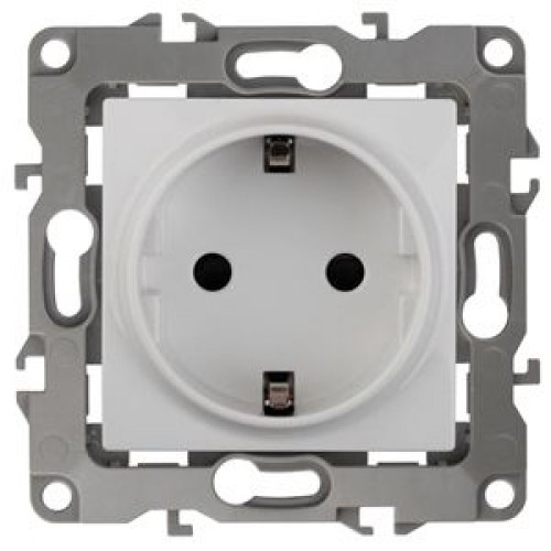 ЭРА Розетка 2P+E Schuko, 16A-250В, IP20, без м.лапок, Эра12, белый