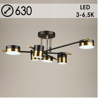 Люстра N4544/6 BK+AB черный/бронза 3х7W+3х6W LED 3000K+6500K d630 h225, QH21