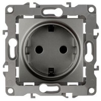ЭРА Розетка 2P+E Schuko, 16A-250В, IP20, без м.лапок, Эра12, графит