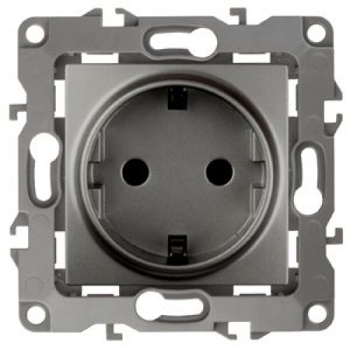 ЭРА Розетка 2P+E Schuko, 16A-250В, IP20, без м.лапок, Эра12, графит