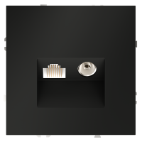 Розетка телевизионная встраиваемая S70 TV+RJ45 кат. 6, (черный матовый) Voltum VLS060708