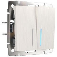 Выключатель Двухклавишный проходной с подсветкой WL13-SW-2G-2W-LED Werkel перламутровый рифленный