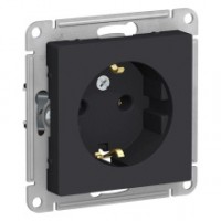 Розетка Schneider Electric ATLASDESIGN, скрытый монтаж, с заземлением, карбон ATN001043