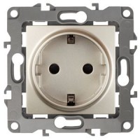 ЭРА Розетка 2P+E Schuko, 16A-250В, IP20, без м.лапок, Эра12, шампань