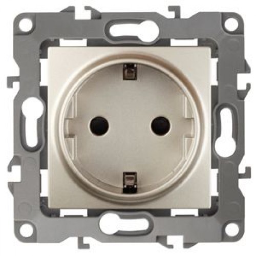 ЭРА Розетка 2P+E Schuko, 16A-250В, IP20, без м.лапок, Эра12, шампань