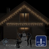 Светодиодная бахрома Rich LED 3х0.5 м, прозрачный провод, теплый белый, RL-i3*0.5-T/WW RL-i3*0.5-T/WW