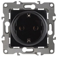 ЭРА Розетка 2P+E Schuko, 16A-250В, IP20, без м.лапок, Эра12, чёрный