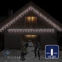 Светодиодная бахрома Rich LED 3х0.5 м статика, прозрачный провод, белая IP65