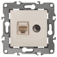 ЭРА Розетка комбинированная RJ45+TV, IP20, Эра12, слоновая кость