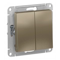Выключатель 2-клавишный Schneider Electric ATLASDESIGN, скрытый монтаж, шампань