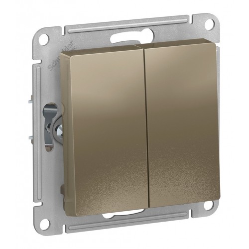 Выключатель 2-клавишный Schneider Electric ATLASDESIGN, скрытый монтаж, шампань