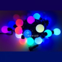 Светодиодная гирлянда Rich LED Шарики RGB БОЛЬШИЕ, 4 см, 5 м, соединяемая, черный провод,