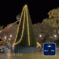 Светодиодная гирлянда Rich LED 3 Нити по 20 м, 600 LED, 24 В, теплая белая, мерцающая, черный провод