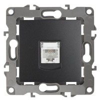 ЭРА Розетка телефонная RJ11, IP20, Эра12, антрацит