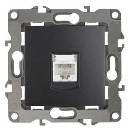 ЭРА Розетка телефонная RJ11, IP20, Эра12, антрацит