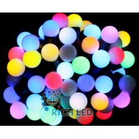 Светодиодная гирлянда Rich LED Шарики RGB 23 мм, 7.5 м, соединяемая, черный провод,
