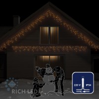 Светодиодная бахрома Rich LED, 3*0.5 м, желтая, прозрачный провод, RL-i3*0.5-T/Y