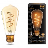 Лампа Gauss LED Filament ST64 Flexible E27 6W Golden 2400К 157802006