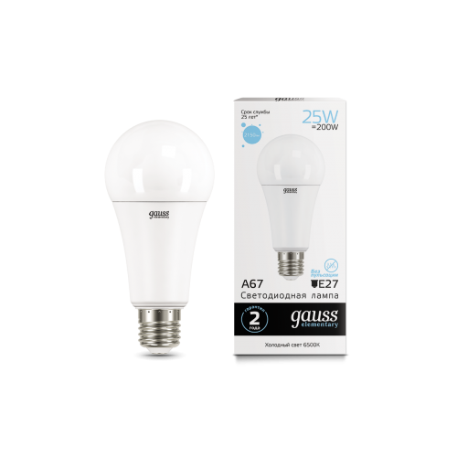 Лампа Gauss LED Elementary A67 25W E27 2150lm 6500K