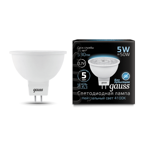 Лампа Gauss LED MR16 GU5.3 5W 12V 4100K