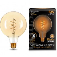 Лампа Gauss LED Filament G120 Flexible E27 6W Golden 2400К 158802008