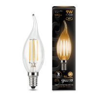 Лампа Gauss LED Filament Свеча на ветру E14 9W 680lm 2700K