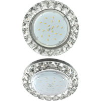 Ecola GX53 H4 Glass Круг с крупными стразами Конус/фон зеркальный/центр часть хром 52x120, FK53RGECB