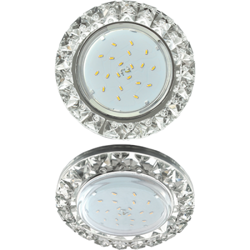 Ecola GX53 H4 Glass Круг с крупными стразами Конус/фон зеркальный/центр часть хром 52x120, FK53RGECB