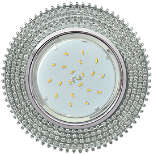 Ecola GX53 H4 Glass Круг с прозр. страз. (оправа хром)/ фон зерк./центр хром FW53RGECB