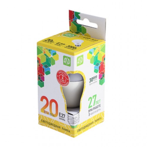 Лампа светодиодная LED-A60-standard 20Вт 220В Е27 3000К 1800Лм ASD