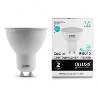 Лампа светодиодная Gauss GU10 7W 4100K матовая